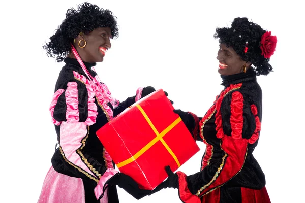 Retrato de Zwarte Piet com presentes — Fotografia de Stock