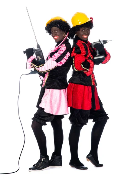 Zwarte Piet fungerer som bygherre - Stock-foto