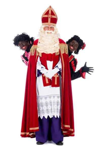 Sinterklaas en een paar van zijn helpers — Stockfoto