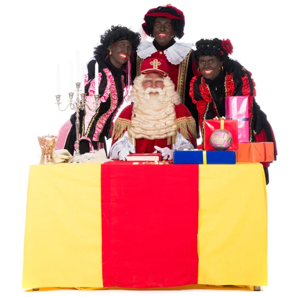 Sinterklaas e alguns dos seus ajudantes — Fotografia de Stock