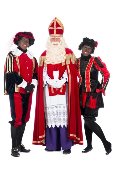 Sinterklaas en een paar van zijn helpers — Stockfoto