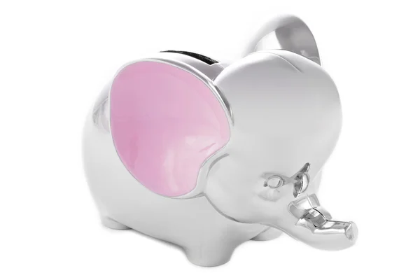 Silver elephant piggy bank — Stock Photo, Image
