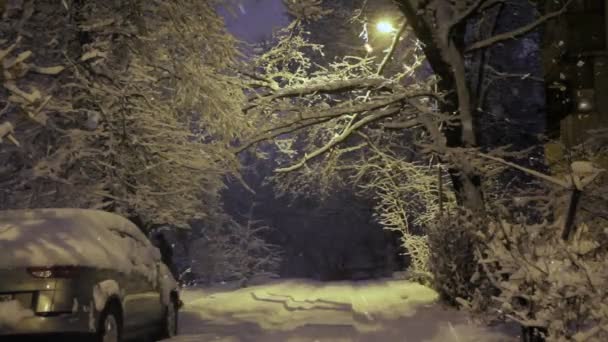 Calle cubierta de nieve — Vídeos de Stock