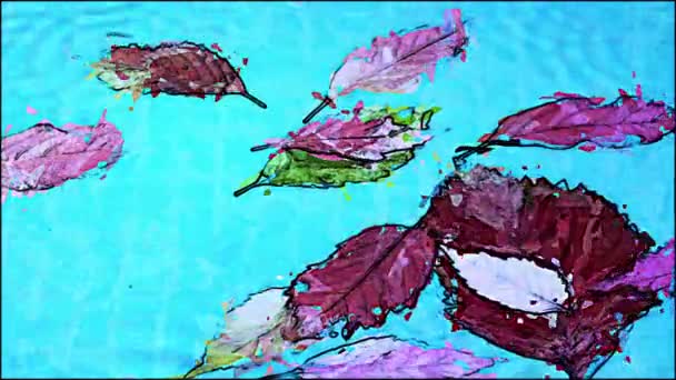 Herbstblatt im Wasser — Stockvideo