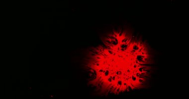 Acı duygular. Siyah kağıt ve lekeleri ile çok güzel bir nokta oluşturma yayılmasını ele, üzerinde kırmızı mürekkep damla damla. 120 fps hızında filme