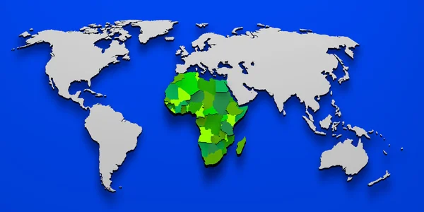 Πολιτικό χάρτη της Αφρικής 3d — Φωτογραφία Αρχείου