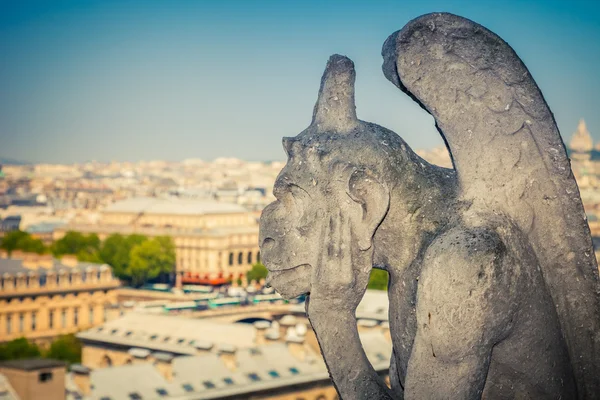 Gárgola en la Catedral de Notre Dame — Foto de Stock