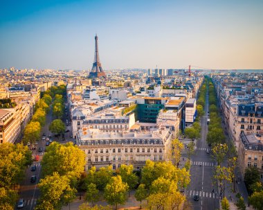 View on Paris at sunset clipart