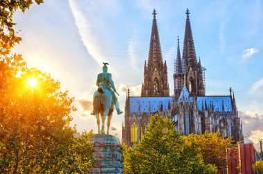 Cologne at sunset clipart