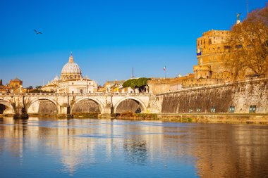 Tiber and St. Peter's cathedral in Rome clipart