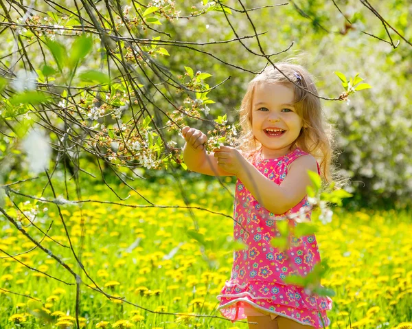 Liten flicka i parken — Stockfoto