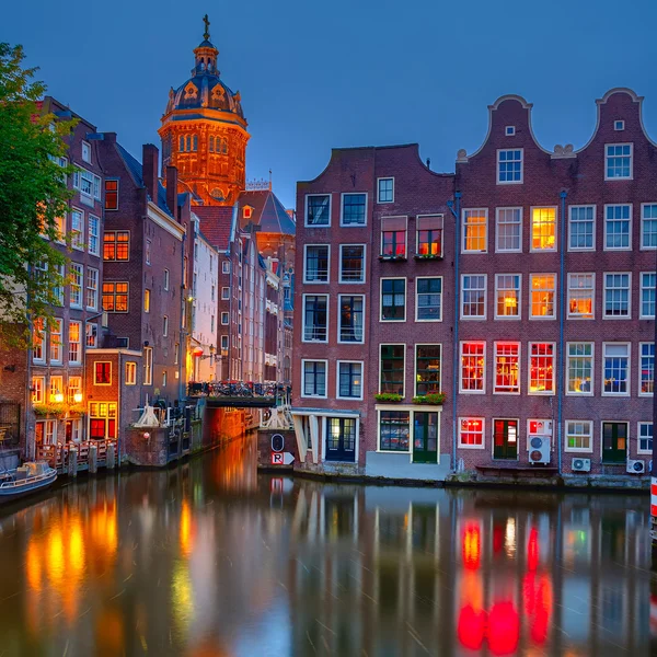 Άμστερνταμ τη νύχτα — Φωτογραφία Αρχείου