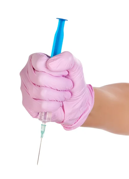 Syringe in fist — Stock Photo, Image