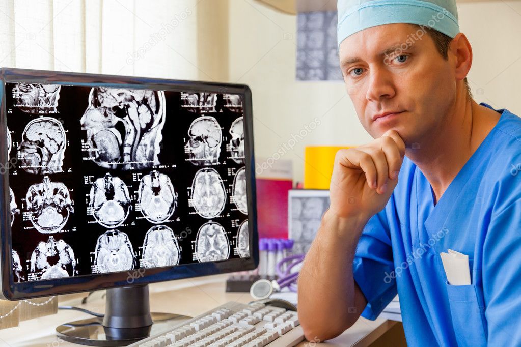 Experienced doctor with an MRI scan