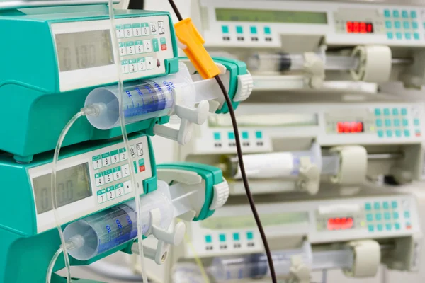 Several syringe pumps in ICU — Stock Photo, Image