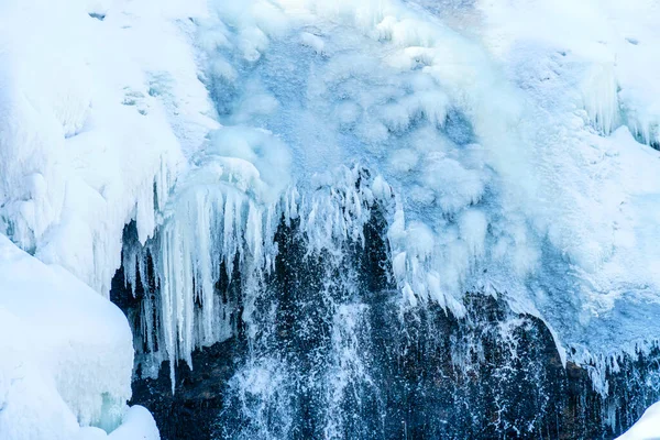 Téli Táj Fagyasztott Vízeséssel Stock Kép