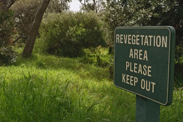 Revegetation area sign — Stock Photo, Image