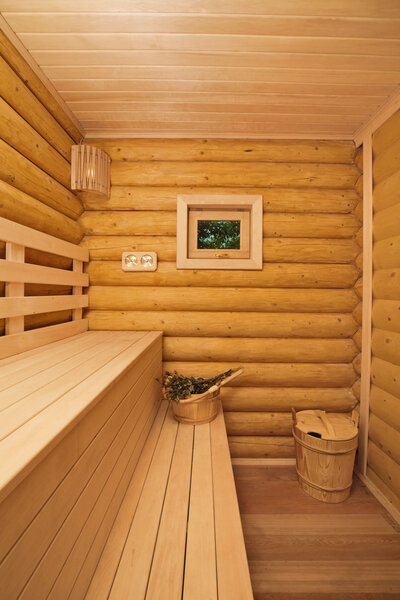 Log sauna with window