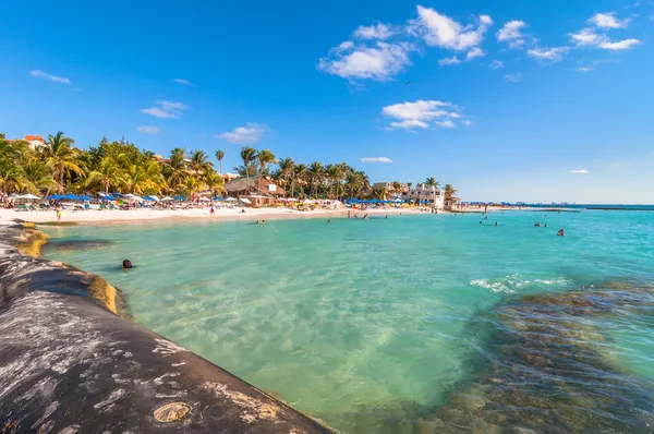 Знаменитий пляжу Плайя-дель-Норте в Isla Mujeres, Мексика — стокове фото