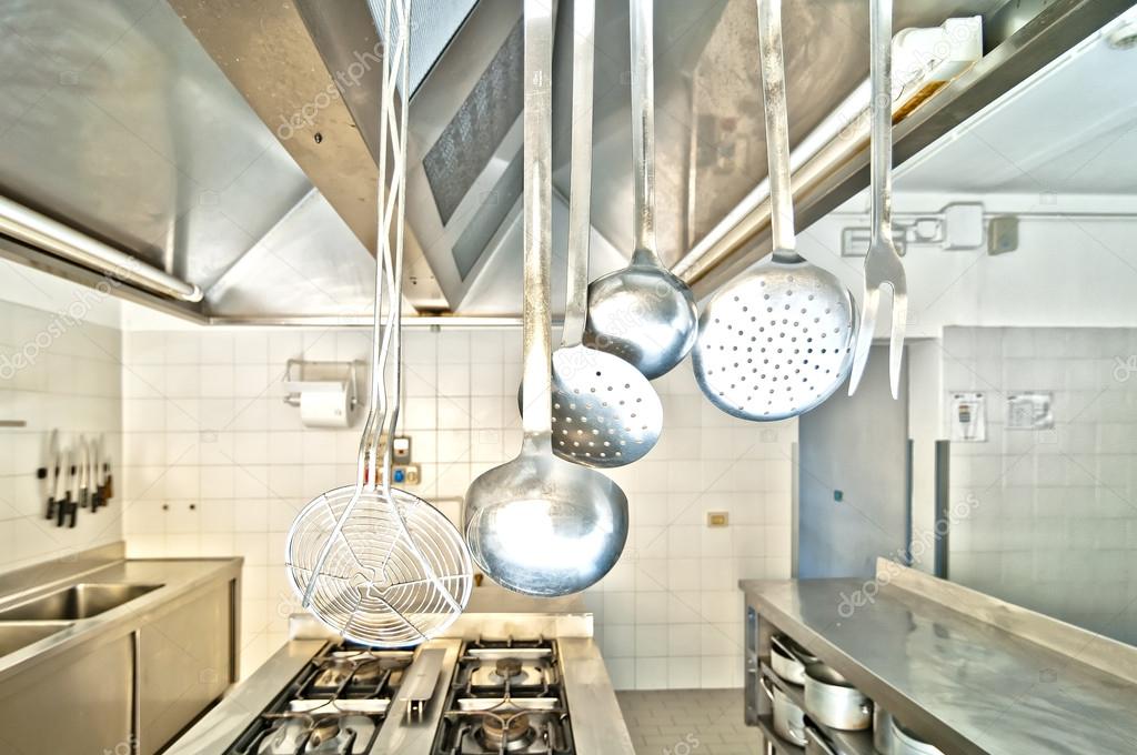 Pictures utensils used in the kitchen Cooking utensils in a professional kitchen — Stock