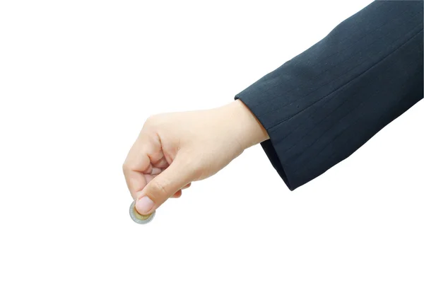 Male hand with coin — Stock Photo, Image