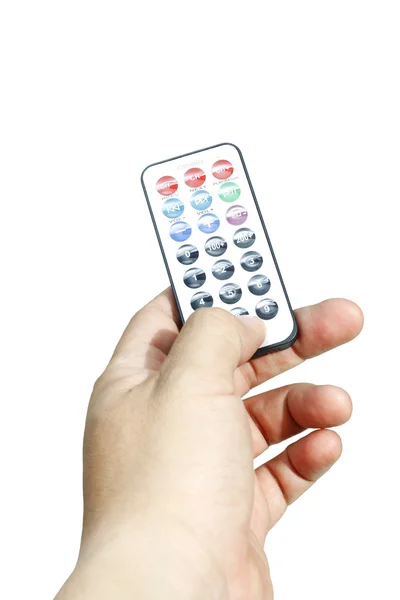 Hand holding remote control — Stock Photo, Image