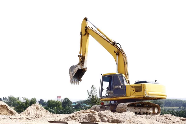 Excavator on sand pile — Stock Photo, Image