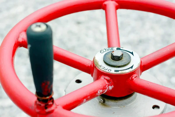 Red industrial wheel valve — Stock Photo, Image