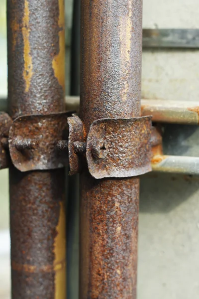 Clamp collar for old pipe with screw — Stock Photo, Image