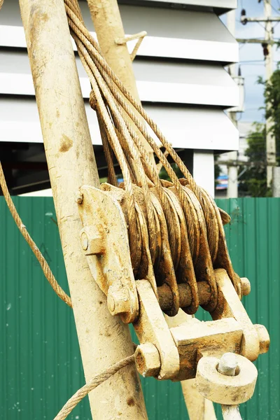 Pulley Block Tackle Rope Pull — Stock Photo, Image