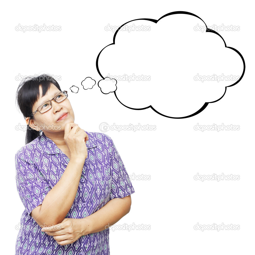 Asian senior woman thinking something
