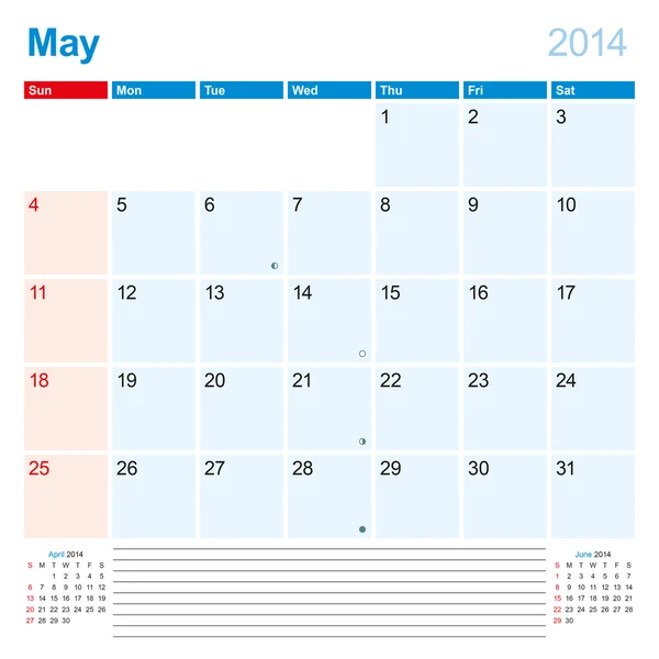 Kalender-planner 2014 kan — Stock vektor