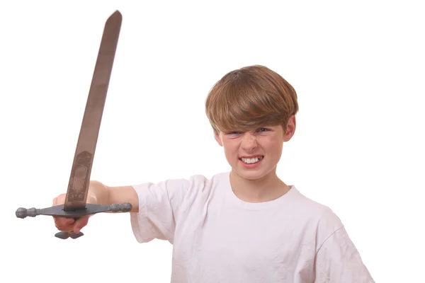 Αγόρι με σπαθί — Φωτογραφία Αρχείου