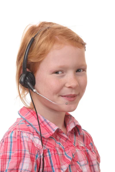 Girl with headset — Stock Photo, Image