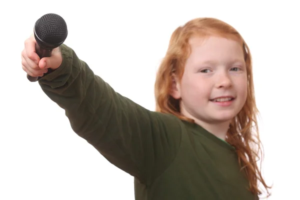 Girl with microphone — Stock Photo, Image