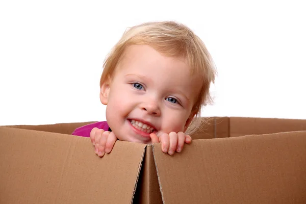 Toddler in box — Stock Photo, Image