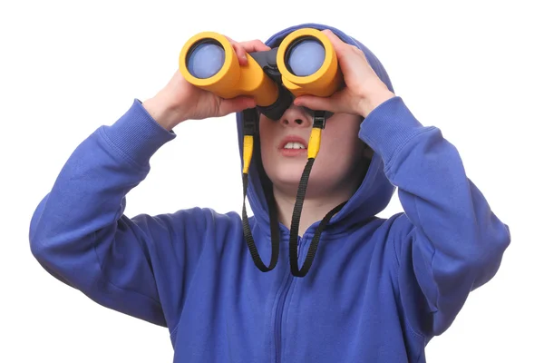 Niño con prismáticos —  Fotos de Stock