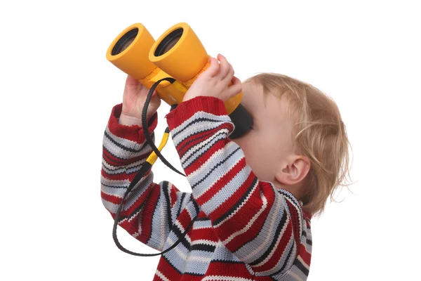 Toddler with binoculars — Stock Photo, Image