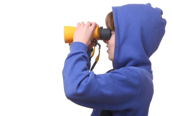 Boy with binoculars — Stock Photo, Image