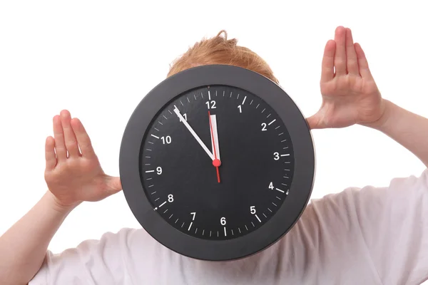 Girl with clock — Stock Photo, Image