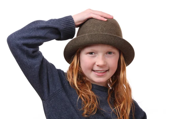 Flicka med hatt — Stockfoto