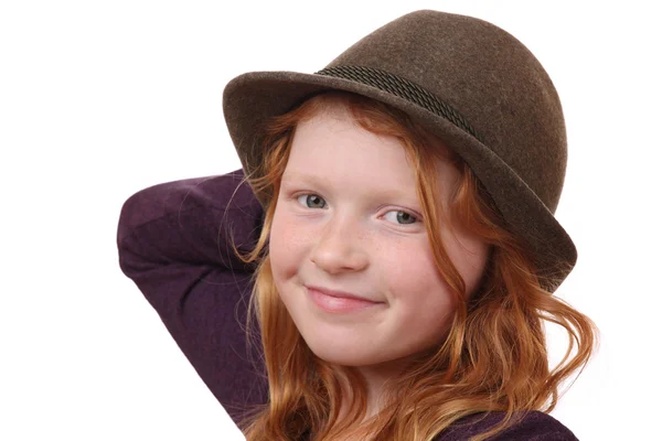 Flicka med hatt — Stockfoto