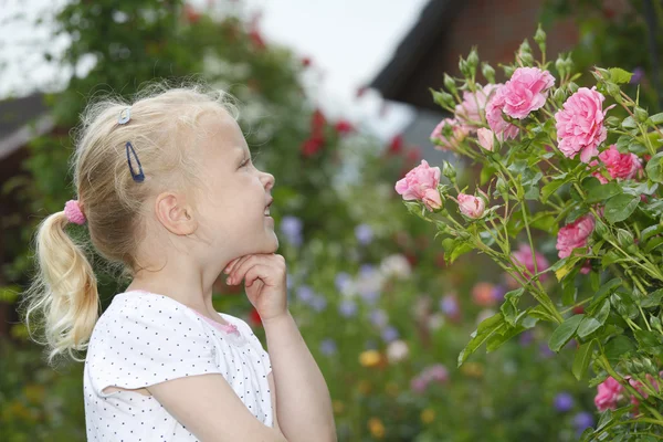 Menina com rosas — Fotografia de Stock