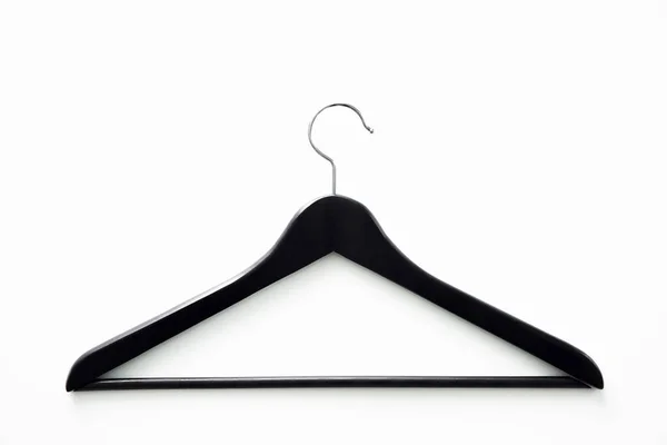 Black Wooden Hanger Isolated White Background Shopping Sale Concept Copy — Stock Photo, Image