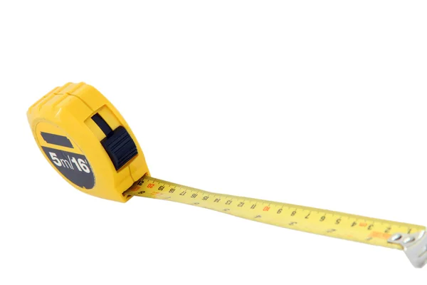 Perspective of measuring tape for construction isolated on white — Stock Photo, Image
