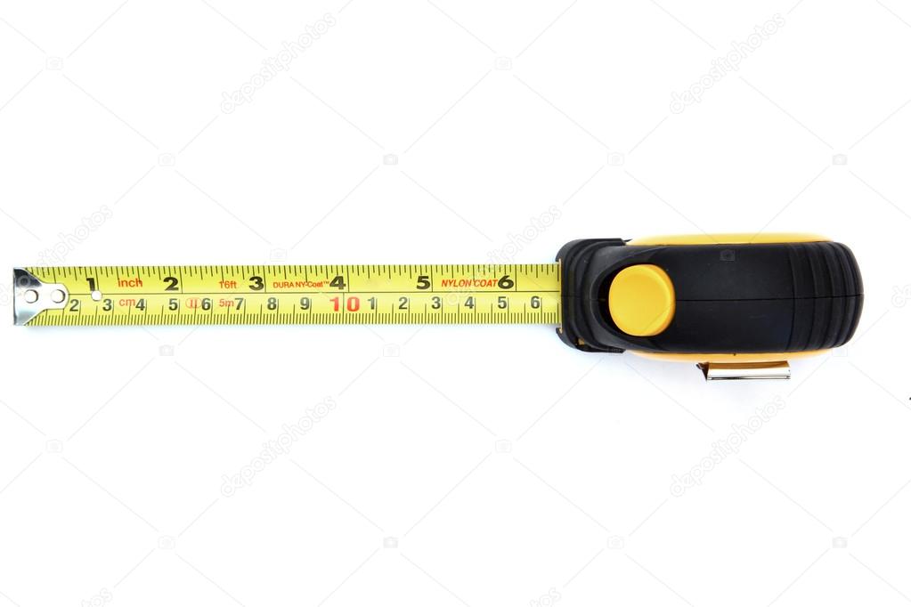 measuring tape on white from top