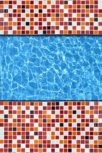 Red mosaic pavement with pool edge background — Stock Photo, Image