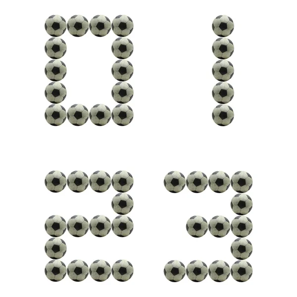 字母数字从孤立的 grunge 划痕足球所作的 0 1 2 3 — 图库照片