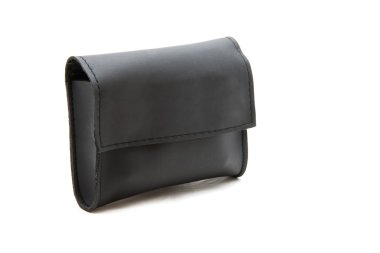 izole siyah deri çanta veya cüzdan