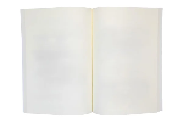 Livro aberto com páginas em branco isoladas — Fotografia de Stock